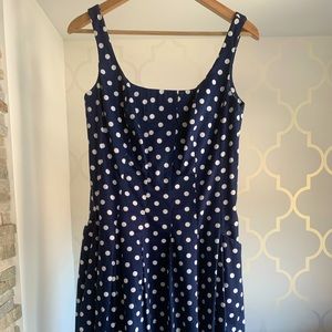 Ralph Lauren midi polka dots dress in navy/white